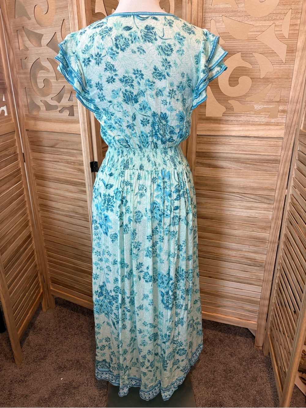 Poupette St Barth Women's Della Midi Dress Size Small Blue - Picture 5 of 7